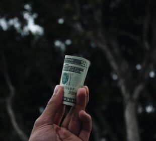 person holding U.S. dollar banknote